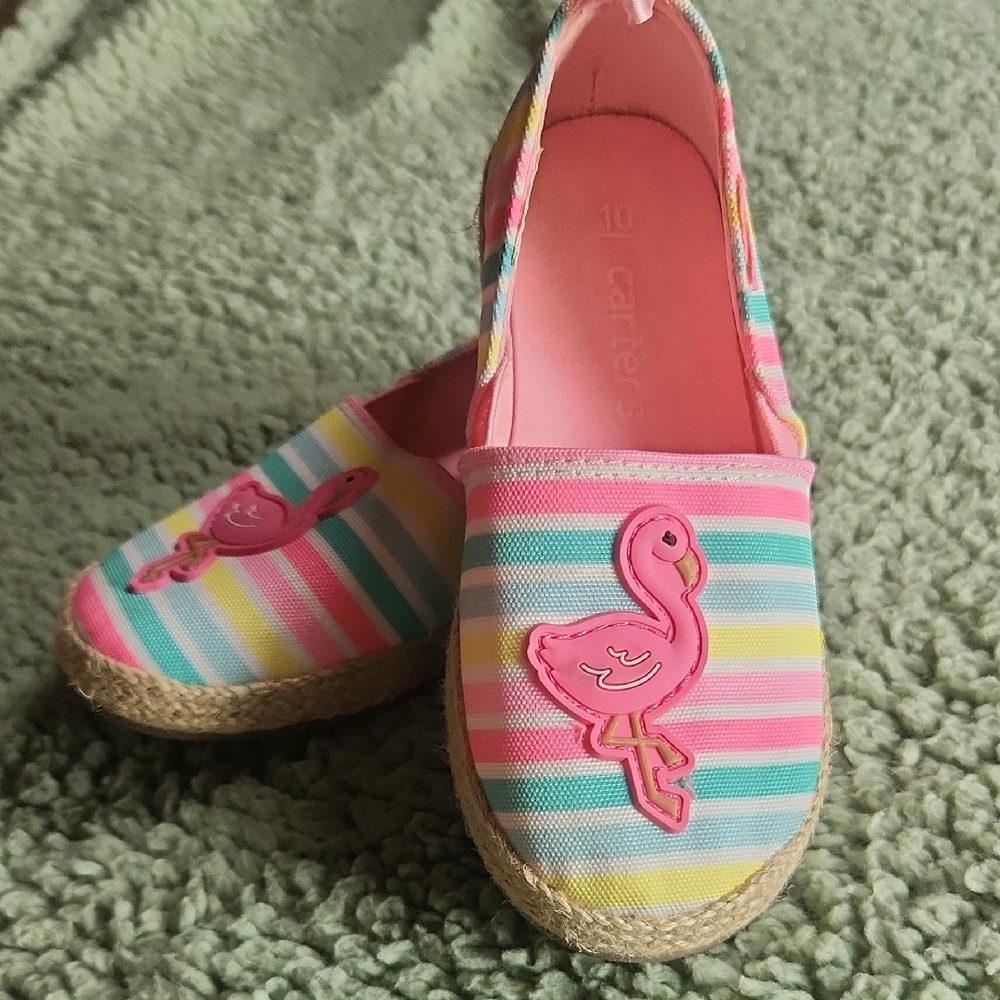 Carter's Kids Flamingo Striped Slippers - Pink and Multicolor